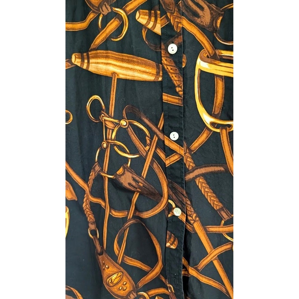 Ralph Lauren Jeans Button Down Belting Print Shirt Equestrian 100% Cotton, Large - Picture 5 of 9